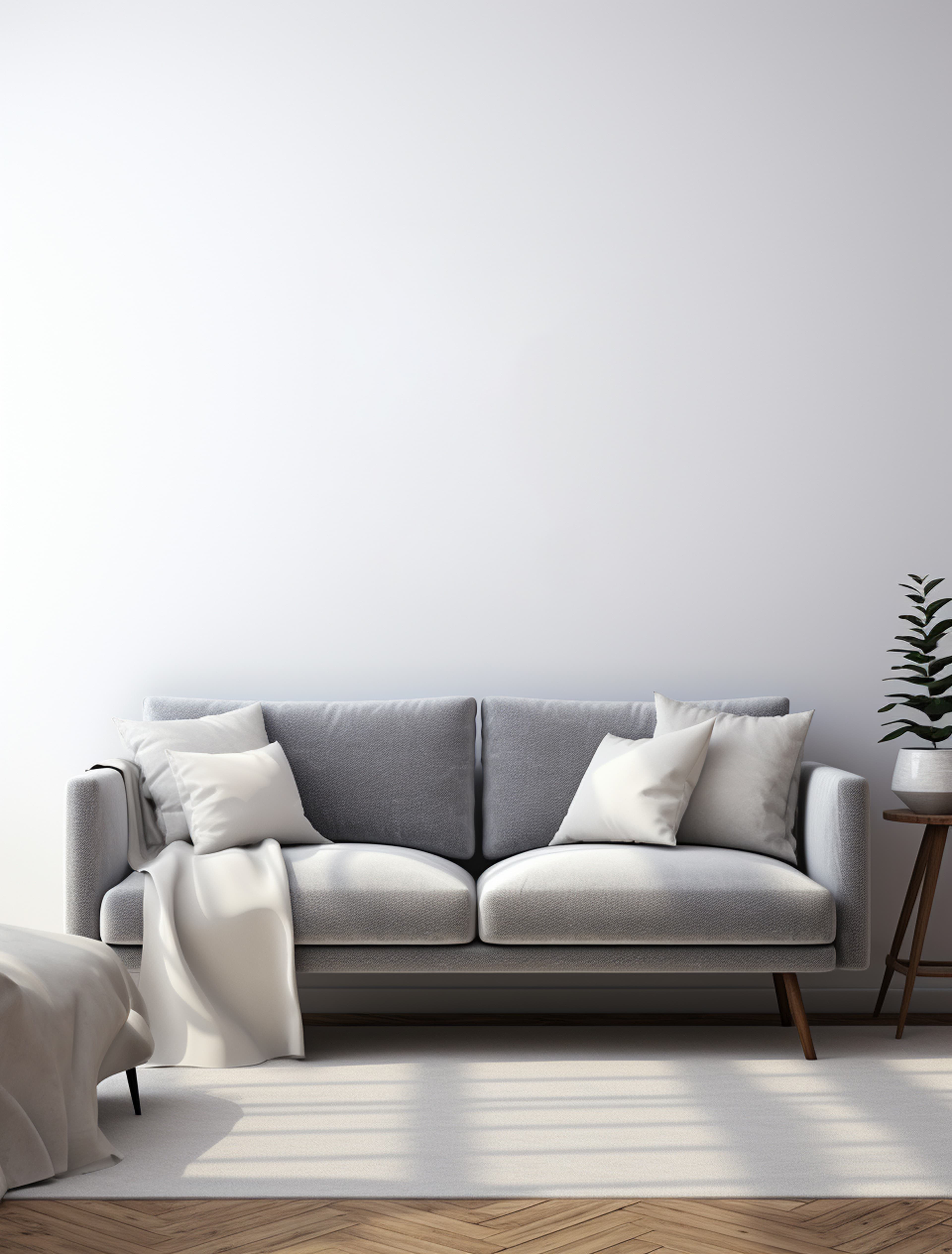 Modern living room with leather sofa